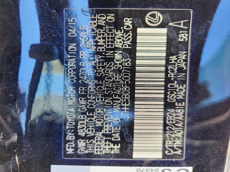 2015 Lexus Rc მანქანა იყიდება აუქციონზე, vin: JTHHE5BC8F5007183, აუქციონის ნომერი: 62725986