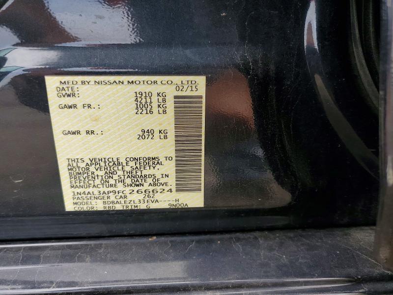 2015 Nissan Altima მანქანა იყიდება აუქციონზე, vin: 1N4AL3AP9FC266624, აუქციონის ნომერი: 60417566