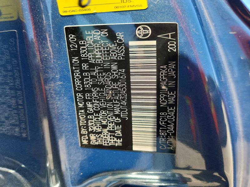 Aukcja sprzedaży 2010 Toyota Yaris, vin: JTDJT4K32A5301674, numer aukcji: 60766146