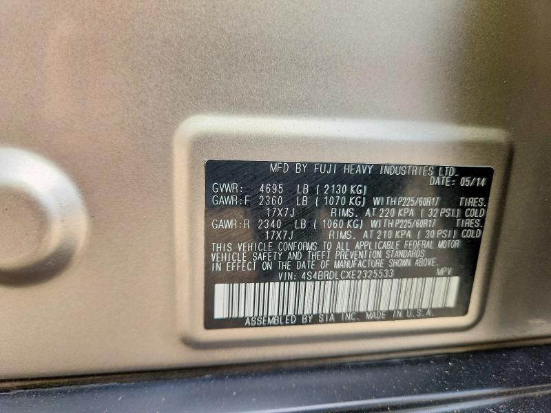 Продаж на аукціоні авто 2014 Subaru Outback, vin: 4S4BRDLCXE2325533, номер лоту: 59308696