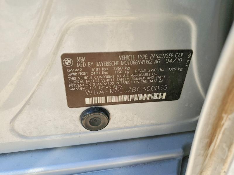 61801616 :رقم المزاد ، WBAFR7C57BC600030 vin ، 2011 Bmw 535 مزاد بيع