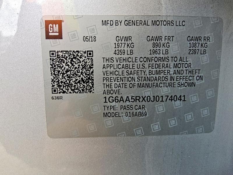 Aukcja sprzedaży 2018 Cadillac Ats, vin: 1G6AA5RX0J0174041, numer aukcji: 58463096