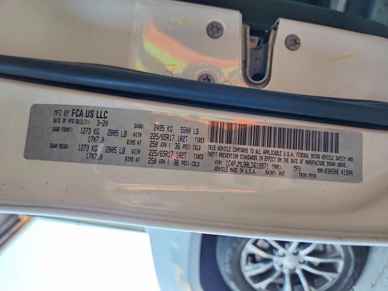 Aukcja sprzedaży 2020 Jeep Cherokee, vin: 1C4PJMLB0LD619971, numer aukcji: 57612096