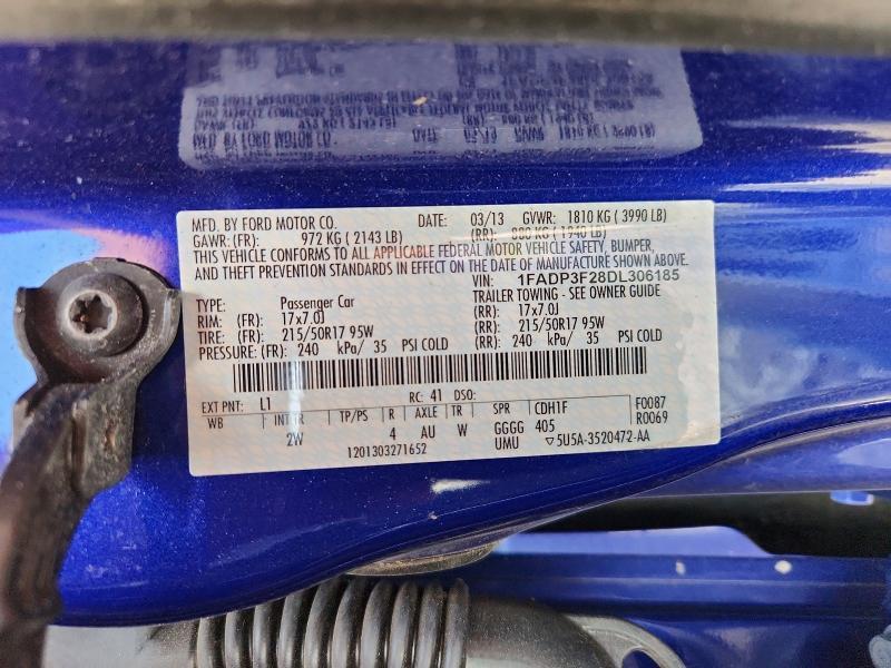 2013 Ford Focus მანქანა იყიდება აუქციონზე, vin: 1FADP3F28DL306185, აუქციონის ნომერი: 61529346