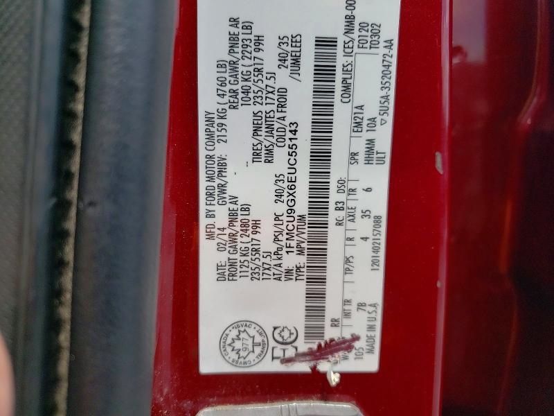 60295816 :رقم المزاد ، 1FMCU9GX6EUC55143 vin ، 2014 Ford Escape مزاد بيع