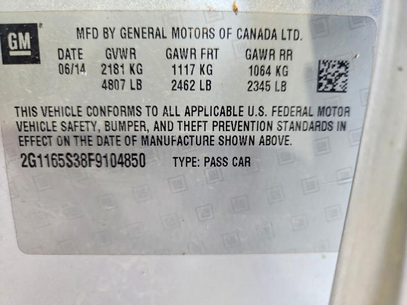 60148106 :رقم المزاد ، 2G1165S38F9104850 vin ، 2015 Chevrolet Impala مزاد بيع