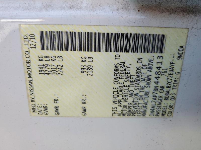 2011 Nissan Altima მანქანა იყიდება აუქციონზე, vin: 1N4AL2AP7BN448413, აუქციონის ნომერი: 60558216