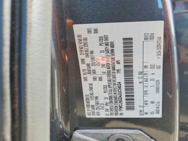 2018 Ford Escape მანქანა იყიდება აუქციონზე, vin: 1FMCU9GD4JUC54024, აუქციონის ნომერი: 61905906
