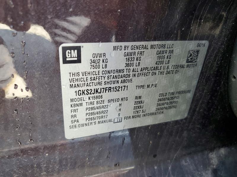 59581566 :رقم المزاد ، 1GKS2JKJ7FR152171 vin ، 2015 Gmc Yukon Xl مزاد بيع