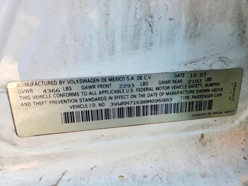 Продаж на аукціоні авто 2008 Volkswagen Jetta, vin: 3VWRM71K88M095983, номер лоту: 62021536