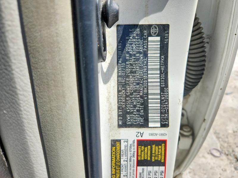 2011 Toyota Avalon მანქანა იყიდება აუქციონზე, vin: 4T1BK3DB1BU389142, აუქციონის ნომერი: 60169886
