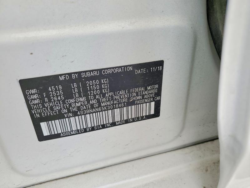 61158656 :رقم المزاد ، 4S3BNAN65K3018461 vin ، 2019 Subaru Legacy مزاد بيع