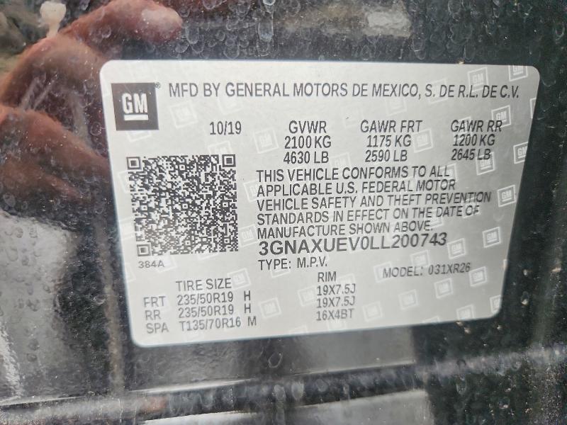 Продаж на аукціоні авто 2020 Chevrolet Equinox, vin: 3GNAXUEV0LL200743, номер лоту: 63216846