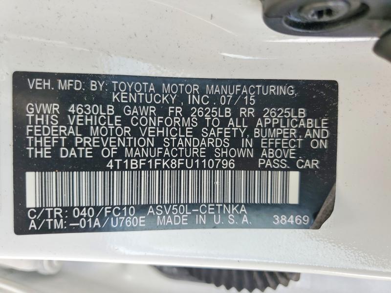 Aukcja sprzedaży 2015 Toyota Camry, vin: 4T1BF1FK8FU110796, numer aukcji: 60609726