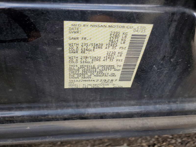 Aukcja sprzedaży 2015 Nissan Murano 4d 2wd, vin: 5N1AZ2MH9FN229287, numer aukcji: 62873136