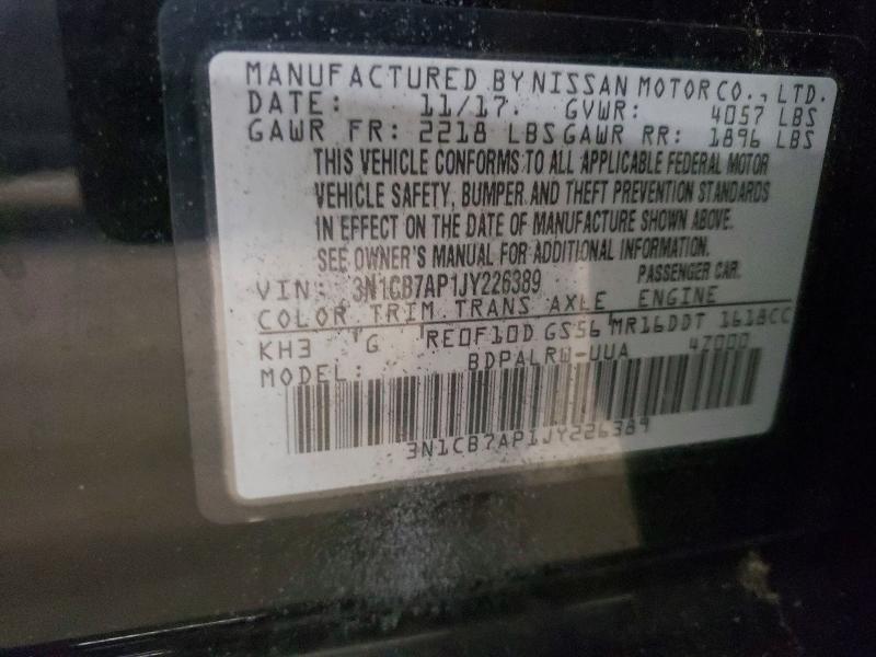 Продажа на аукционе авто 2018 Nissan Sentra, vin: 3N1CB7AP1JY226389, номер лота: 61739346