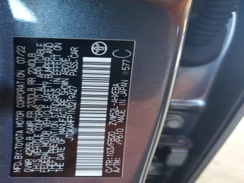 59847816 :رقم المزاد ، JTDKAMFP1N3219427 vin ، 2022 Toyota Prius Prime مزاد بيع