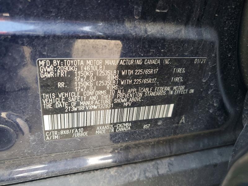 Продаж на аукціоні авто 2021 Toyota Rav4, vin: 2T3W1RFVXMW132831, номер лоту: 60697346
