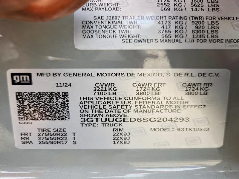 Aukcja sprzedaży 2025 Gmc Sierra, vin: 3GTUUGED6SG204293, numer aukcji: 61144296