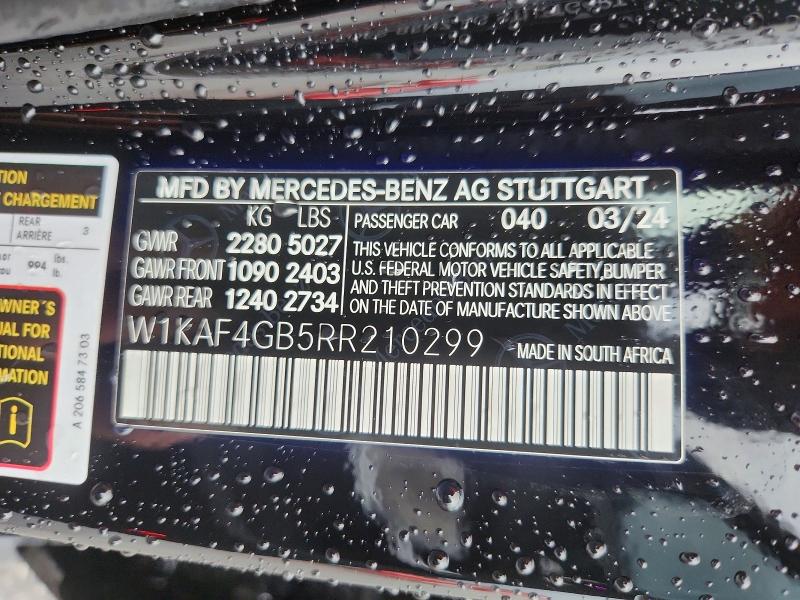 Auction sale of the 2024 Mercedes-benz C, vin: W1KAF4GB5RR210299, lot number: 63335196