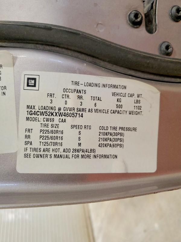 63187846 :رقم المزاد ، 1G4CW52KXW4605714 vin ، 1998 Buick Park Avenue مزاد بيع
