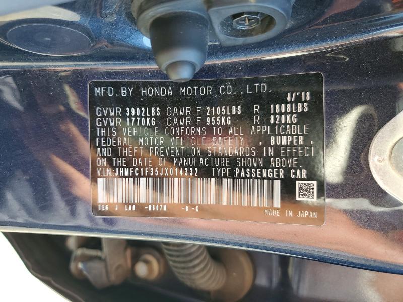 Aukcja sprzedaży 2018 Honda Civic, vin: JHMFC1F35JX014332, numer aukcji: 63554346