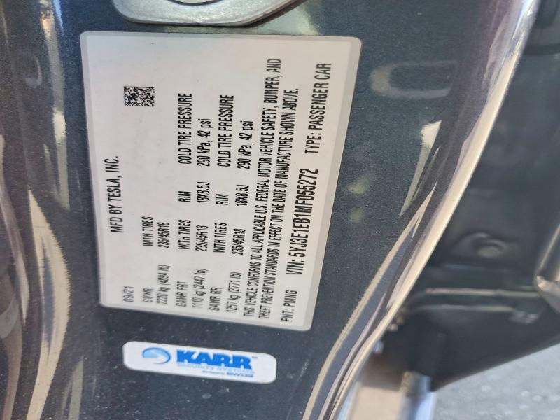 Aukcja sprzedaży 2021 Tesla Model 3, vin: 5YJ3E1EB1MF055272, numer aukcji: 61326126