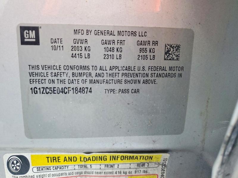57120666 :رقم المزاد ، 1G1ZC5E04CF184874 vin ، 2012 Chevrolet Malibu مزاد بيع