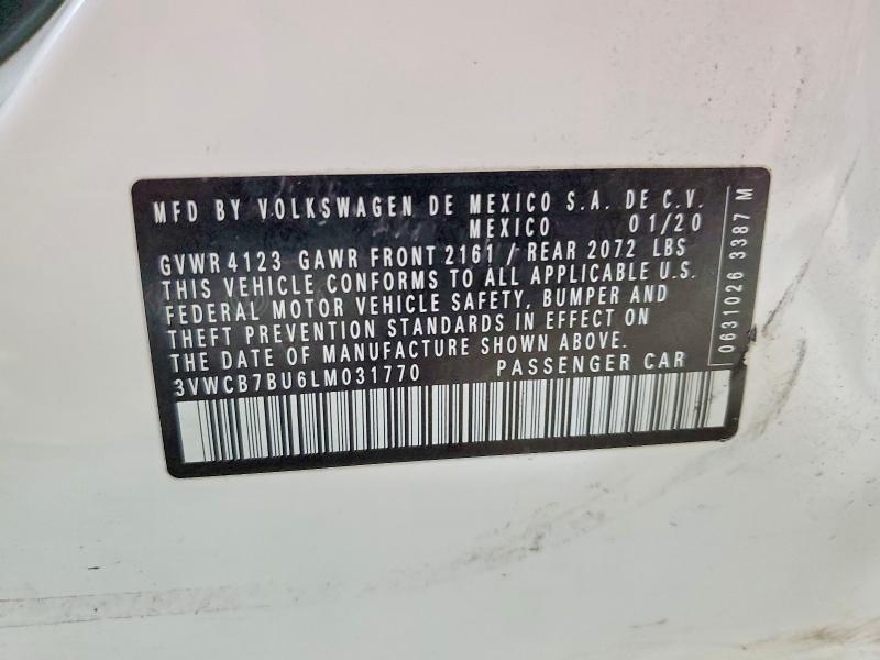 Продажа на аукционе авто 2020 Volkswagen Jetta, vin: 3VWCB7BU6LM031770, номер лота: 61299996