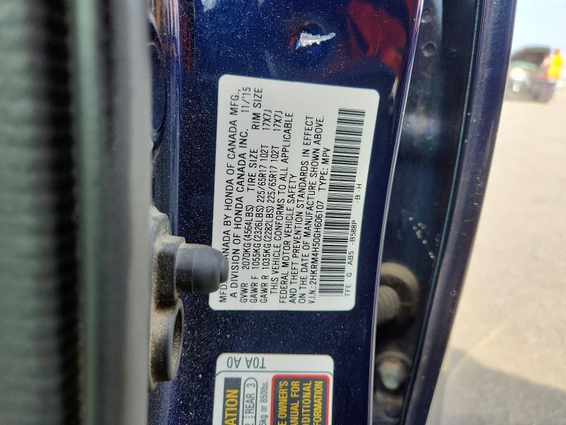 2016 Honda Cr-v მანქანა იყიდება აუქციონზე, vin: 2HKRM4H50GH606107, აუქციონის ნომერი: 59287236