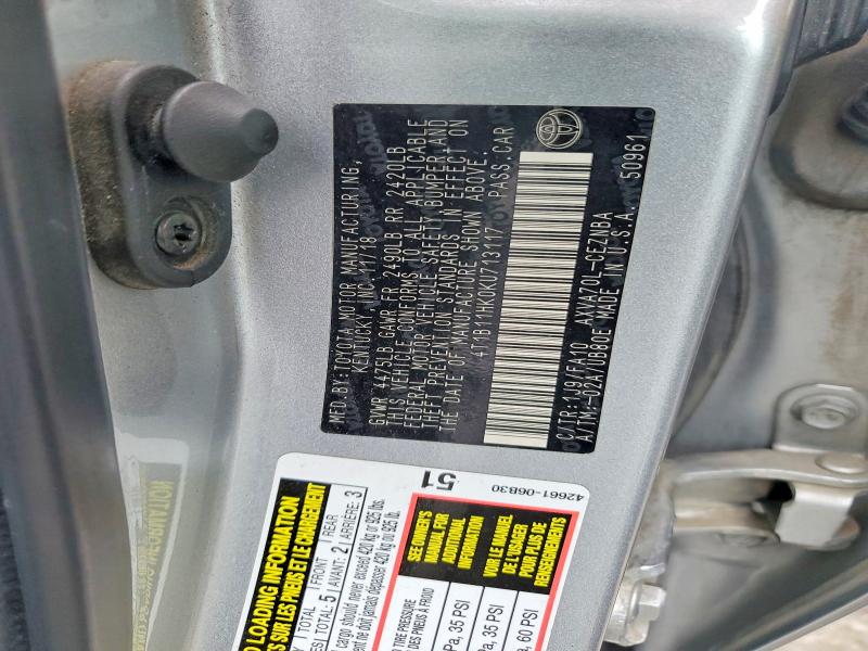 2019 Toyota Camry მანქანა იყიდება აუქციონზე, vin: 4T1B11HK0KU713117, აუქციონის ნომერი: 62627846