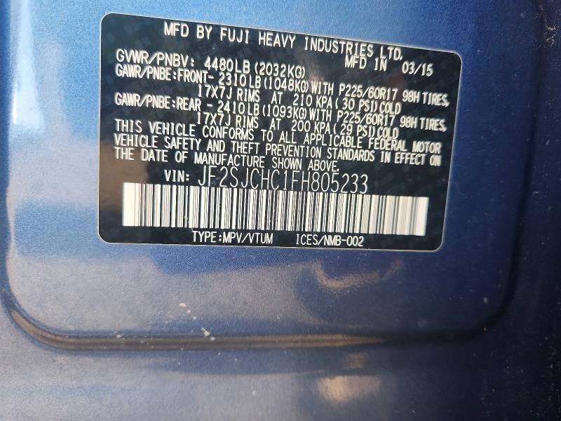 Aukcja sprzedaży 2015 Subaru Forester, vin: JF2SJCHC1FH805233, numer aukcji: 62120626