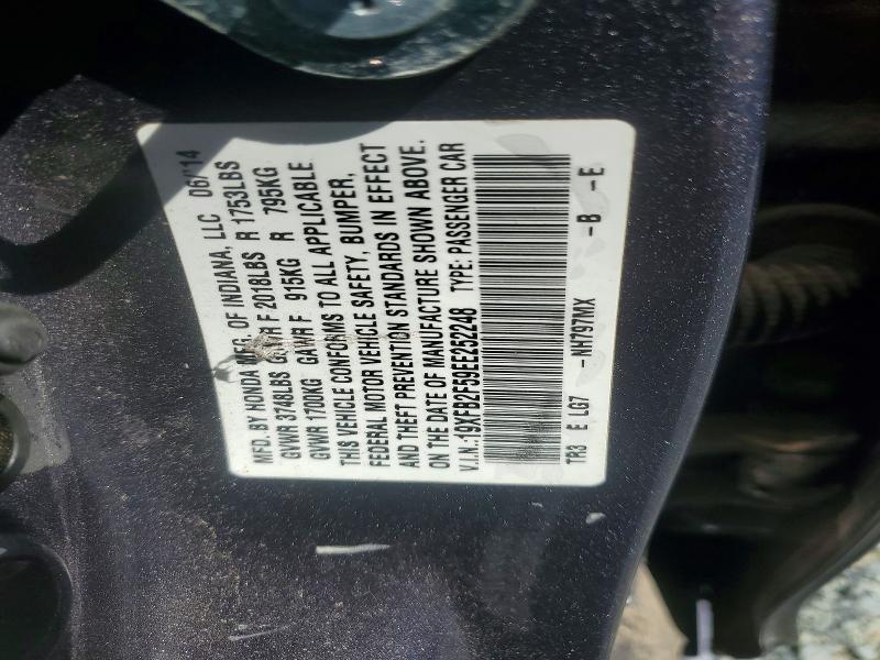 Aukcja sprzedaży 2014 Honda Civic, vin: 19XFB2F59EE252248, numer aukcji: 63507886