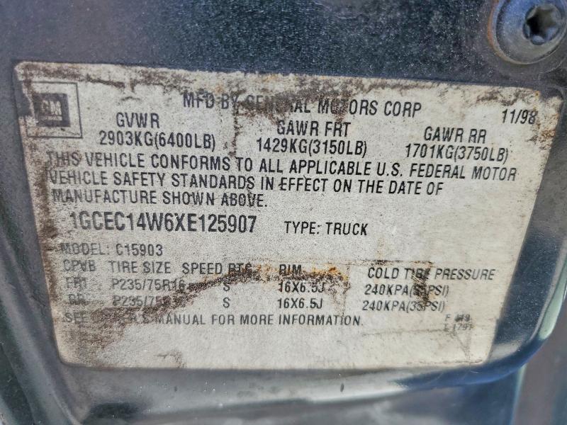 Продажа на аукционе авто 1999 Chevrolet Silverado, vin: 1GCEC14W6XE125907, номер лота: 62429476