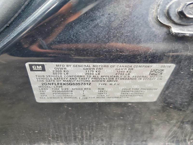 59869076 :رقم المزاد ، 2GNFLFEK5G6357312 vin ، 2016 Chevrolet Equinox مزاد بيع