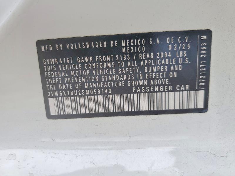 Aukcja sprzedaży 2025 Volkswagen Jetta, vin: 3VW5X7BU2SM059140, numer aukcji: 60955066