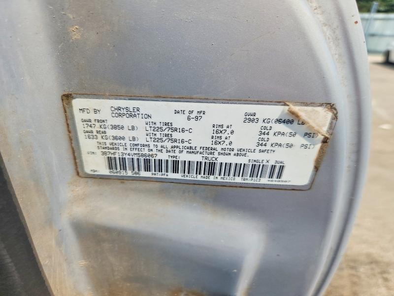 1997 Dodge Ram1500 მანქანა იყიდება აუქციონზე, vin: 3B7HF13Y4VM586067, აუქციონის ნომერი: 61125486