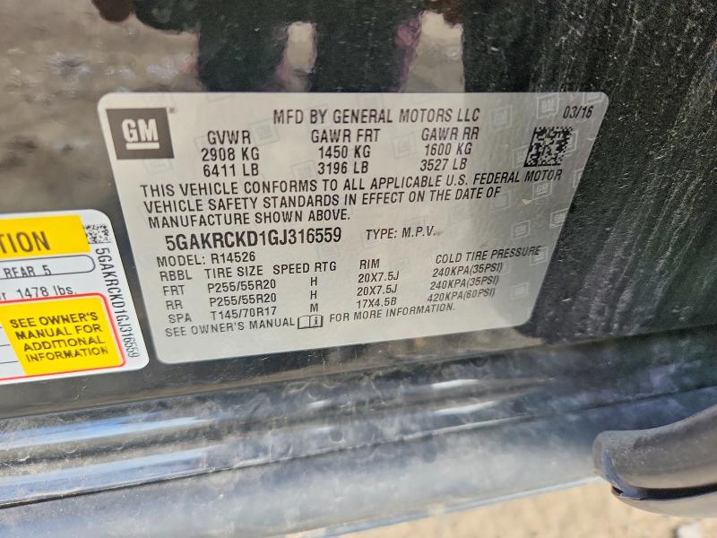 Aukcja sprzedaży 2016 Buick Enclave, vin: 5GAKRCKD1GJ316559, numer aukcji: 60865986