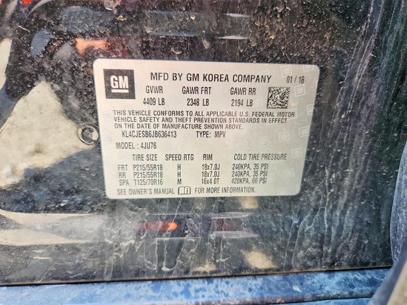 2018 Buick Encore მანქანა იყიდება აუქციონზე, vin: KL4CJESB6JB636413, აუქციონის ნომერი: 60019126