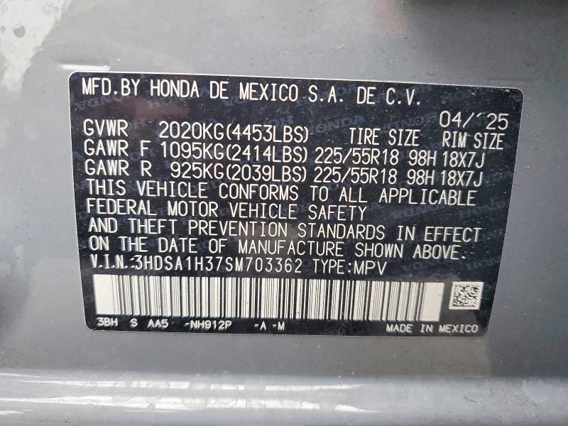 Aukcja sprzedaży 2025 Acura Adx, vin: 3HDSA1H37SM703362, numer aukcji: 62741426