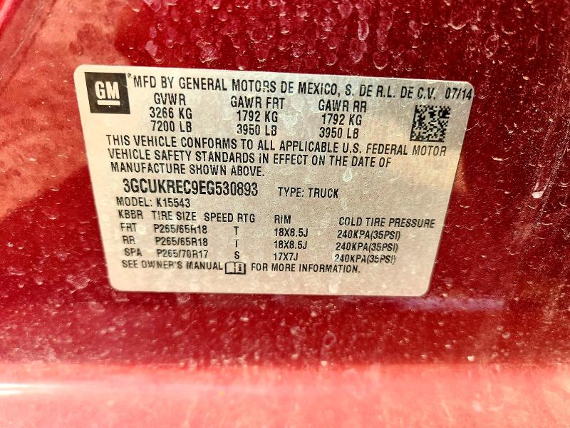 Продаж на аукціоні авто 2014 Chevrolet Silverado, vin: 3GCUKREC9EG530893, номер лоту: 62347196