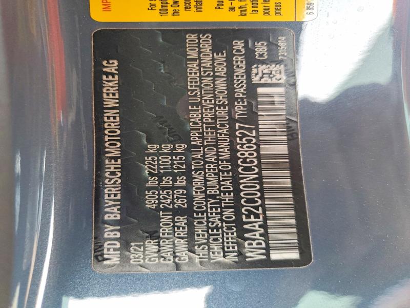 63178516 :رقم المزاد ، WBAAE2C00NCG86527 vin ، 2022 Bmw 840i مزاد بيع