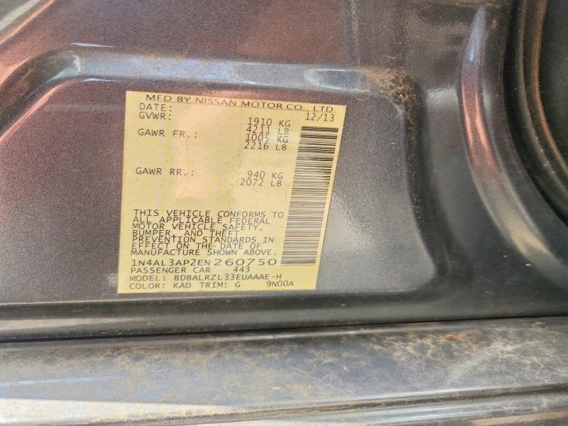 2014 Nissan Altima მანქანა იყიდება აუქციონზე, vin: 1N4AL3AP2EN260750, აუქციონის ნომერი: 61482666