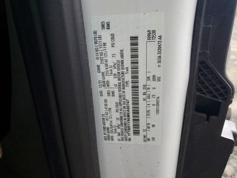 2021 Ford Transit მანქანა იყიდება აუქციონზე, vin: 1FTBR1Y86MKA90747, აუქციონის ნომერი: 60490946