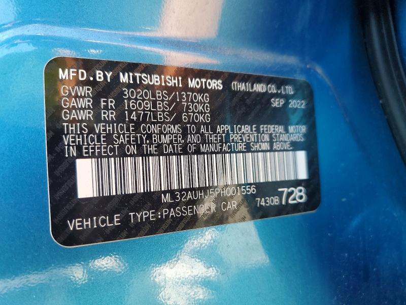 Aukcja sprzedaży 2023 Mitsubishi Mirage, vin: ML32AUHJ5PH001556, numer aukcji: 60236766