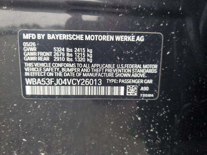 2027 Bmw 530 მანქანა იყიდება აუქციონზე, vin: WBA53FJ04VCY26013, აუქციონის ნომერი: 60957136