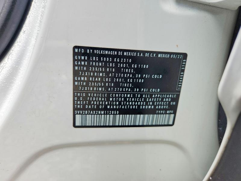Продажа на аукционе авто 2022 Volkswagen Tiguan, vin: 3VV2B7AX2NM112859, номер лота: 62594096