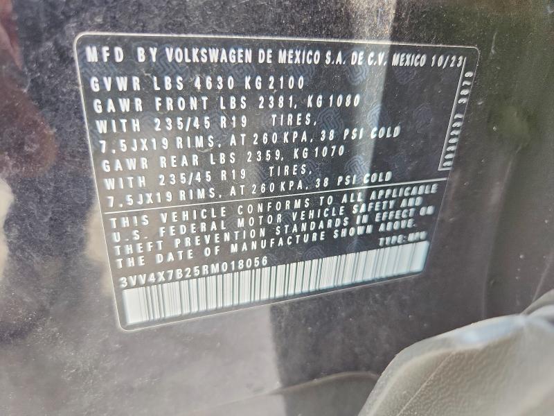 62801616 :رقم المزاد ، 3VV4X7B25RM018056 vin ، 2024 Volkswagen Taos مزاد بيع