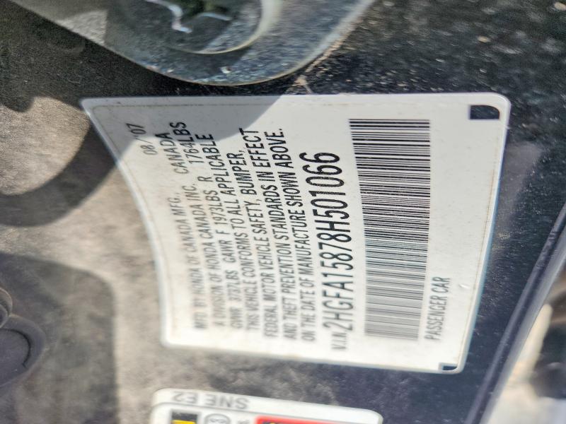 Aukcja sprzedaży 2008 Honda Civic, vin: 2HGFA15878H501066, numer aukcji: 61930096