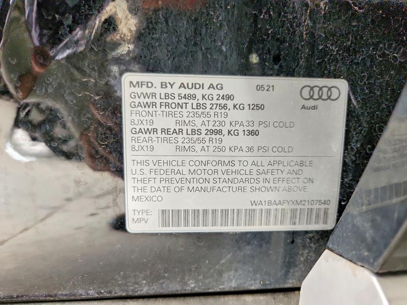 Aukcja sprzedaży 2021 Audi Q5, vin: WA1BAAFYXM2107540, numer aukcji: 62636476